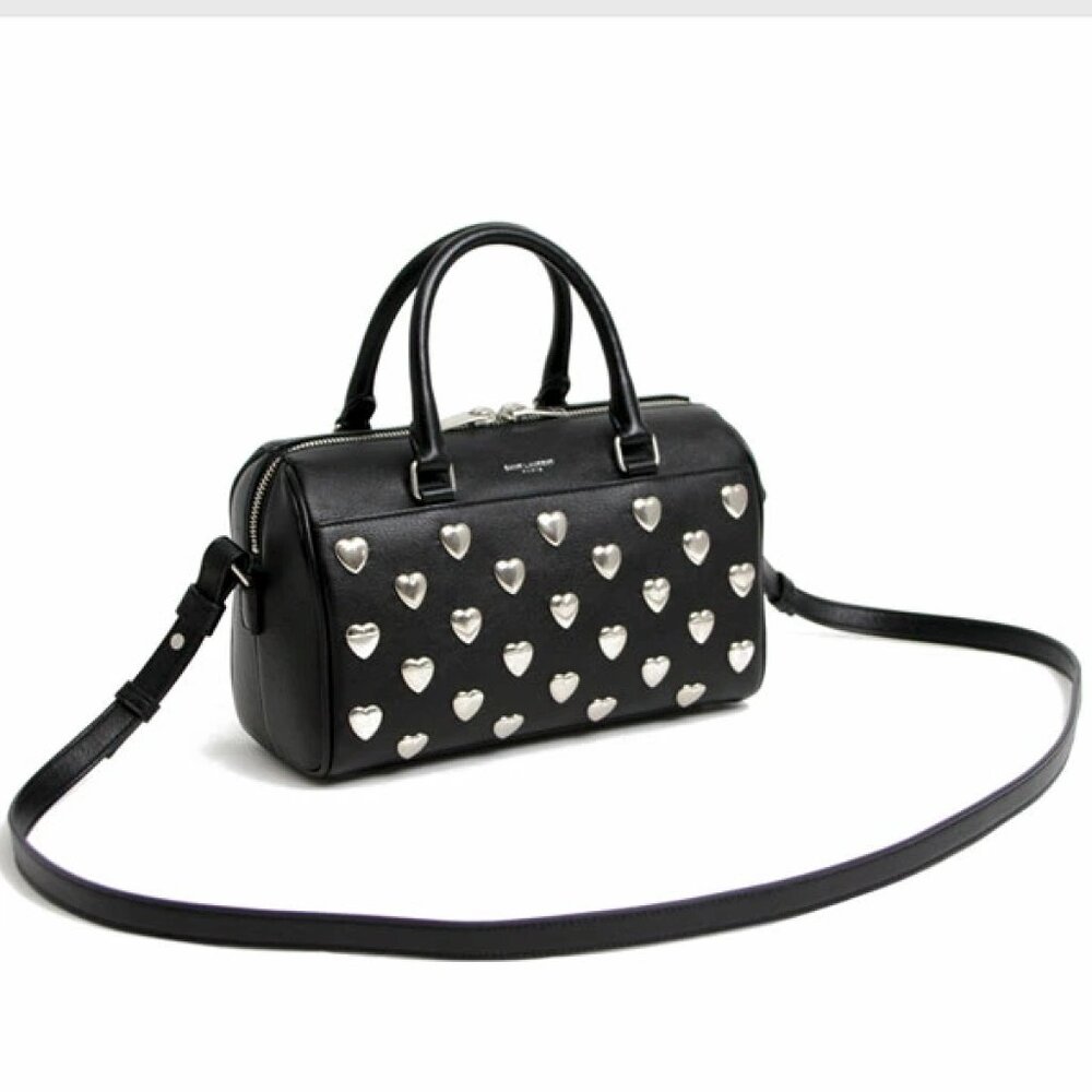 Saint Laurent Classic Heart Studded Leather Baby Duffle Bag